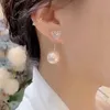 Stud New Crystal Zircon Love Heart Earrings For Women Elegant Pearl Bow Dangle Earring Bridal Wedding Luxury Jewelry