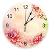 Horloges murales pivoine fleur 3d horloge Design moderne ferme décor cuisine Vintage PVC rond salon décoration