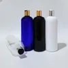 Storage Bottles 15pcs 500ml White Clear Black Blue Brown Empty Plastic Shampoo Bottle With Gold Silver Disc Top Cap 17oz PET Body Wash