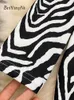 Casual Jurken Stand Kraag Lange Midi Jurk Vrouw Zebra Gedrukt Vintage Y2K Partu Club Vrouwen Chic Koreaanse Straat Vestidos Lady