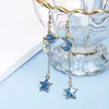 Urok Romantyczny Blue Star Moon Pendant Perforat Punk Akcesoria Eleganckie damskie kolczyki G230602