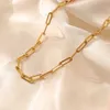 Minimalistisk rostfritt stål 3/4mm kedja halsband grossist 18k guldpläterad pappersklippkedja choker halsband för kvinnor smycken