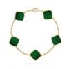 VAN Designer Shamrock Bracelet Collection Bracelet en nacre Onyx en or 18 carats pour les mères, les femmes et les filles, bijoux de fête des mères pour les cadeaux des femmes