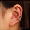 Ear Cuff Korean No Hole Chains With Water Drop Blue Crystal Earring Clip Women Female Punk Copper Cshaped Earrings Bone Clips Access Dhnpe