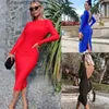 Party Dresses Spring Summer Fashion Sexy O-Neck Backless Long Sleeve Solid Back Zipper Midi Dress Women's Clothing 2022 Oversized Dresses T230602