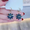 Stud Fashion Blue Flower Matching Earrings for Women Super Small Slim Crystal Petal Drop Earring Jewelry