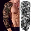 Tatouages ARM complet Sleeve de tatouages temporaires pour hommes femmes réalistes faux tatoos guerrier lion Tiger fleur tatoo autocollant noir totem maori