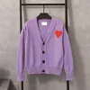 レディースデザイナーラブハートセーターニット女性トップスウェットシャツvネックカーディガンカジュアル刺繍2024S