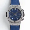 Casual Business Watch 42 mm Blue Diamond Diamond Modna moda zegarki męskie Ruch elektroniczny kwarcowy zegarek skórzany pasek Pasek