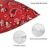 Oreiller Mode Rouge Bandana Motif Couvre Canapé Salon Couverture Carrée 45x45cm