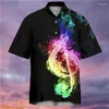 Chemises décontractées pour hommes 2023 Chemise pour hommes Hawaiian Graphic Music Notes Cuba Collar Ruby Purple Luo Short Sleeve Printed Beach XS-5XL