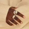 Pierścienie ślubne luksusowy moda błyszcząca inkrustowana cZ kształt liścia dla kobiet 18 -karatowy złoto platowany cyrkon Regulowany palec palec biżuteria