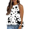 Men's Sweaters Ruffles Shirt Women Plus Size Sexy Halter Neck Sweet Blouse Sleeveless Loose Bohemian Floral Streetwear Elegant Clothing