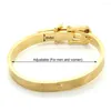 Bangle Fashion Strap Armband Color Gold Black Titanium Steel Justerbart bältesspänne Manschettsmycken för män Kvinnor