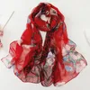 Scarves Women Scarf Floral Silk Feeling Scarfs Hijab Chiffon Georgette Bandana Long Beach Shawl Large Wrap Sunscreen Thin