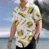 Camicie casual da uomo 2023 Camicia da uomo Grafica hawaiana Note musicali Colletto Cuba Rubino viola Luo Manica corta Stampato Spiaggia XS-5XL