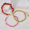 Strand ANEEBAYH Handmade Natural Red Coral Pearl Beads Chain Bracelet For Women Fashion Jewelry Gift