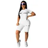 Summer Tracksuits Women T-shirt Shorts 2 Piece Set Sweatsuits High Elastic Fashion Hot Stamping Letter Casual kläder