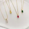 Dainty Non Tarnish Waterproof PVD 18k Gold Plated Stainless Steel Jewelry Diamond AAA Cubic Zirconia Zircon Pendant Necklace