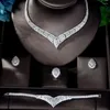 Halsband örhängen set modedesign enkel kubik zirkoniume geometrisk form kvinnor brud smycken ogräs tillbehör bijoux femme n-1167