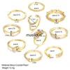 Band Ringen 10 Stuks Ringen Pak Voor Vrouwen Gouden Ketting Ring Set Bohemian Style Coin Snake Moon Star Party trend Gift Sieraden J230602