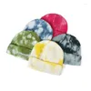 Bérets 2023 haute qualité unisexe automne hiver tie-dye côtelé tricoté chapeau bonnet extérieur chaud Ski laine livraison rapide