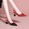 Women Sweet High Quality Pink Comfort European Stylish Bow Tie Square Heel Shoes Lady Classic Beige Summer Party Shoes