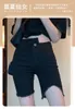 Short en jean femme noir pantalon droit doublé de fourrure demi-fermeture à glissière bas en jean Harajuku short de poche Streetwear extensible Mujer