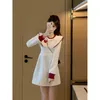 Casual Dresses French Chic Design White Knit Dress For Autumn And Winter 2023 Slimming Undershirt Long Sleeve O Neck Pullover Female