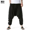 Men's Pants American High Street Mens Cross-pants Cotton Linen Joggers Men Baggy Hip Hop Y2k Yoga Harem Male Trend Streetwear