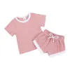 Conjuntos de roupas por atacado 2023 verão infantil histórias nascidas meninos e meninas camiseta shorts conjunto de 2 peças roupas infantis rib top + bloomer