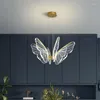 Lampadari Sala da pranzo Lampadario a farfalla leggera per tavolo Isola della cucina Illuminazione Bar Camera da letto a led in oro