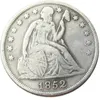 USA 1852 sittande frihetsdollar silverpläterat myntkopia