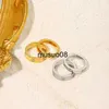 Bandringe CARLIDANA Luxus Breite 6mm/4mm Kristall Charm Ring für Frauen Paarringe Nicht anlaufender Edelstahl Goldfarbener Ring für Hochzeit J230602