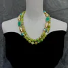 Choker Y.ing 2 rzędy Zielony agat niebieski turkusowy kryształ biały biwa perel naszyjnik mody biżuteria