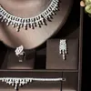 Necklace Earrings Set Fashion Unique Brilliant Cubic Zirconia Wedding Jewelry White Color Africa Luxury Bridal 4pcs Sets Festival Dress