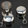 3 sizes Outdoor camping kitchen Stainless Steel Portable Travel Foldable Collapsible Cup 75ML picnic Folding Cup Hiking Mug With Keychain Alkingline