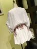 Robe Boho Robe Robe Sexy Été Plage Style Coton Brodé Col V Profond Cordon Taille Demi Manches Mini Femmes Marque Vêtements