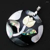 Pendentif Colliers Élégant Abalone Shell Paua Nacre Collier Fleur Noir MOP Artisanat DIY Femme Bijoux Fabrication Accessoires