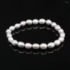 Bracelets de perles en forme de riz pour femmes, perles naturelles simples et élégantes, bijoux, accessoires de collier