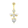 Navelklocka ringer kvinnor mode piercing crystal hjärtvinge belly ring dangle personlighet kropp smycken tillbehör droppe Deliv Dh39f