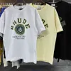 Designer Roupas Tees 2023 Verão Nova Moda Rhude Versátil Verde Impressão Solta High Street Casual Manga Curta Camiseta para Homens Mulheres Cotton67