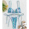 Women's Swimwear MYTENG Floral Print String Bandage Bikini Set Swimwear Women Summer Sexy Push Up Bathing Suit Beachwear Halter Biqiuni Swimsuit J230603