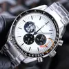 Nouveau 42mm Snoop Award 50e Anniversaire OS Quartz Chronographe Montre Homme 310.32.42.50.02.001 Lunette Céramique Bleue Cadran Blanc Bracelet Acier Inoxydable Chronomètre Montres