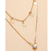 Collares con colgante de lentejuelas de estrella de cinco puntas para mujer, cadena de cristal de Color dorado multinivel Vintage 2023, regalo de joyería