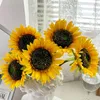 Dekorativa blommor Retro Oilmålning Solros Silk Artificial Home Decor Room Decoration Pography Props Fake Wreath Flower Wall