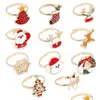 Pierścienie zespołowe świąteczne otwarte palcem pierścionek Święty Mikołaj Elk Snowflake Dzieci Dekoracje Xmas Home Navidad Nowy rok Dziewczyny Zabawy