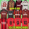 Maillots de football rétro 23 24 GIROUD TONALI THEO R.LEAO manches longues Kaka Baggio Maldini VAN BASTEN Pirlo Gullit Vintage Shirt Classic Kit 96 97 06 07 09 10 Ac MiLaNS hommes enfants