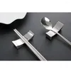 Dinnerware Sets Stainless Steel Chopsticks Spoon Rest Dinner Stand Fork Holder Tableware Rack Desktop Kitchen Gadget For Home Restaurant