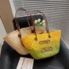 Designer Bag Summer Straw Bag Plain Knitting Crochet Embroidery Open Casual Tote Interior Compartment Two Thin Straps Leather Floral Fashion handbags